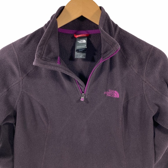 Small Purple Pullover North Face Women's Microvelour 1/4-Zip Fleece Layer Jacket - Picture 3 of 10
